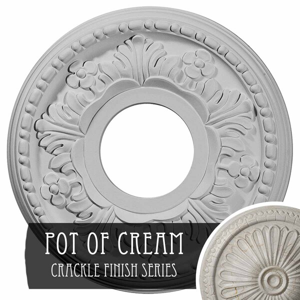 Ekena Millwork Helene Ceiling Medallion (Canopies up to 5 1/4"), 11 7/8"OD x 3 5/8"ID x 7/8"P, Pot of Cream Crackle CM11HEPCC - main